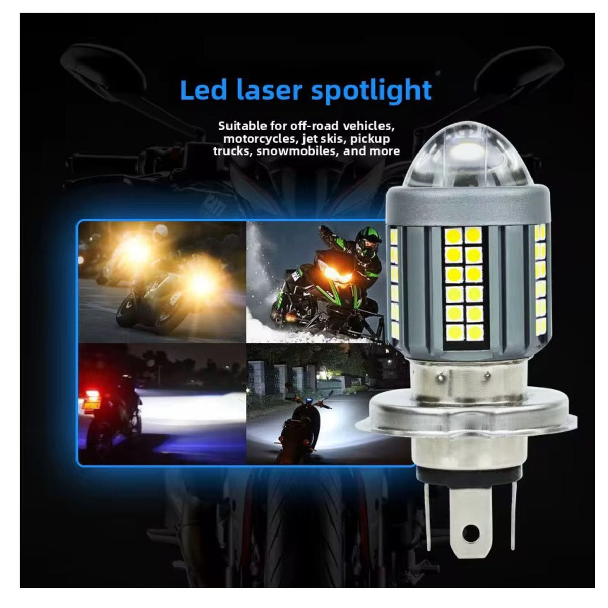Bulbo LED H4 de 3 pines para faro de moto, alta y baja - foto 6