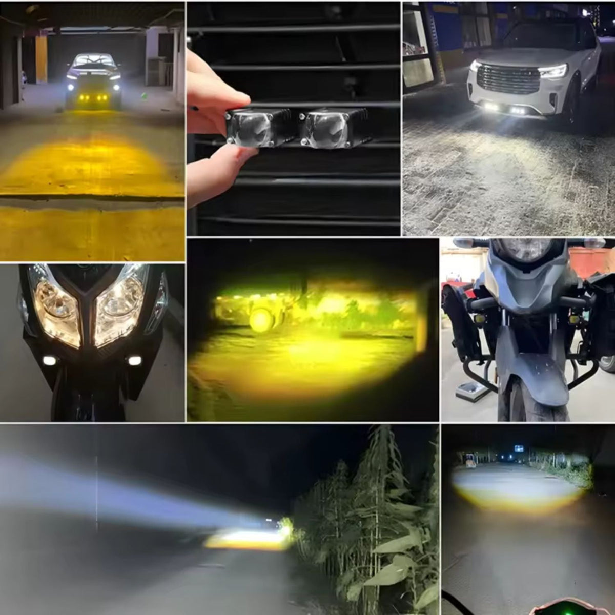 Mini faro LED auxiliar blanco y amarillo para moto y off-road - foto 3