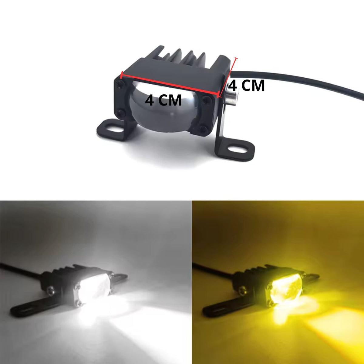 Mini faro LED auxiliar blanco y amarillo para moto y off-road - foto 2