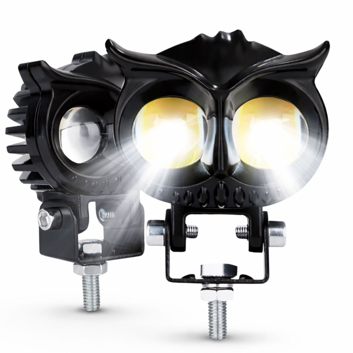 Luz auxiliar LED tipo ojos de búho para moto y off-road, blanco y ámbar