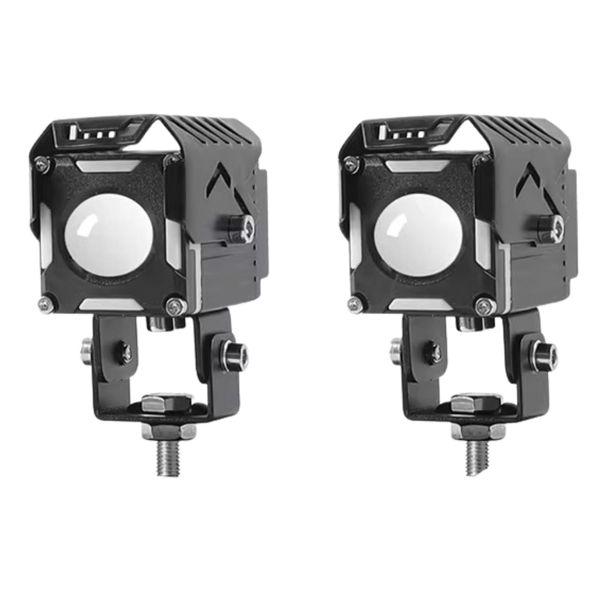 Par de exploradoras LED para moto con luz blanca, amarilla y modos estrobo