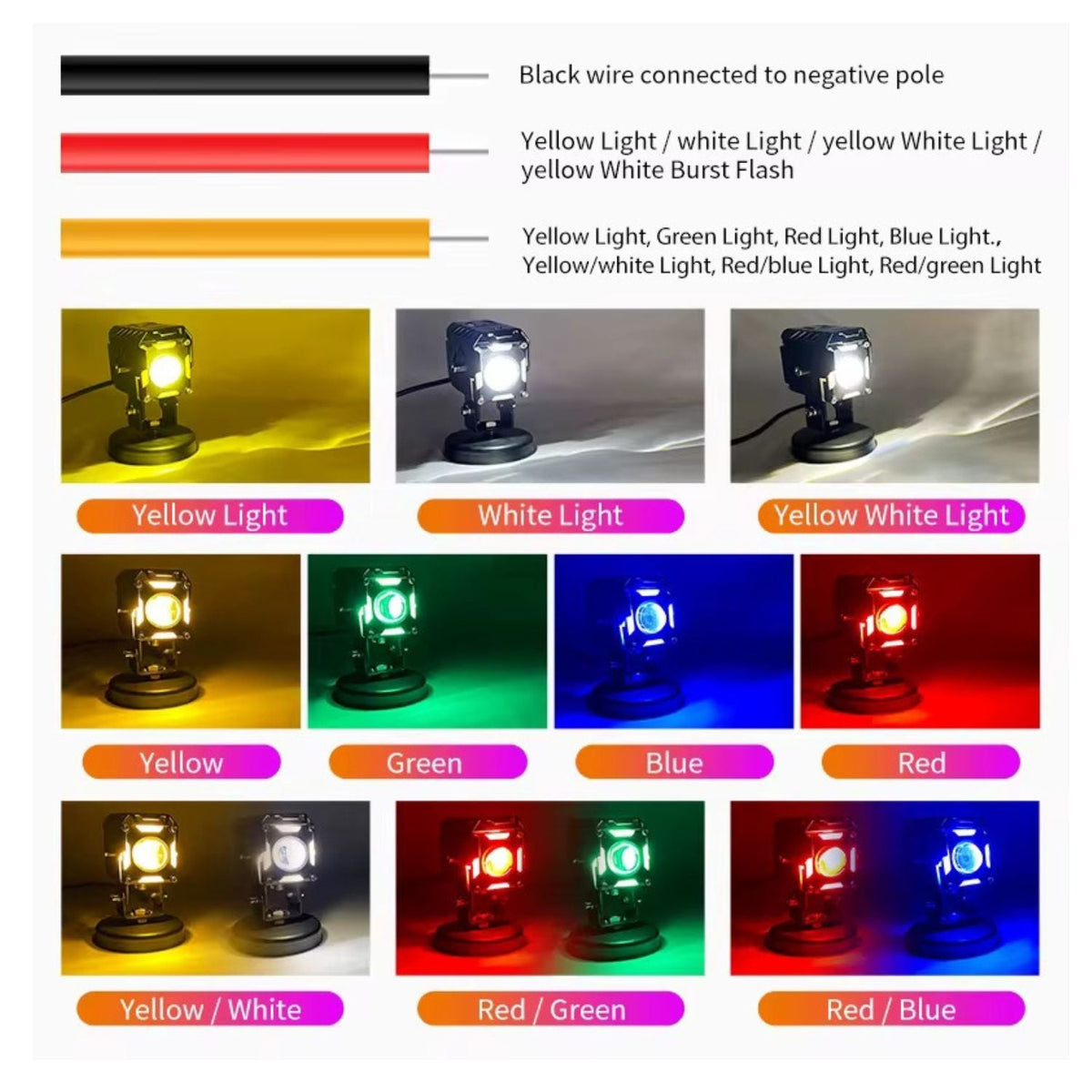 Par de exploradoras LED para moto con luz blanca, amarilla y modos estrobo - foto 4