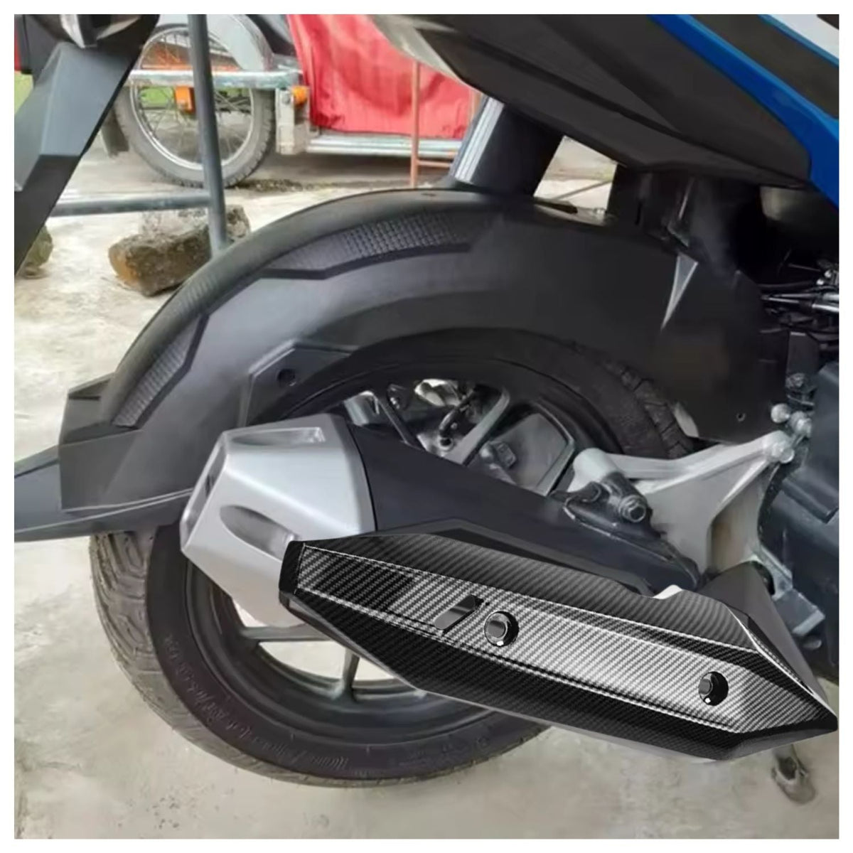 Cubierta protectora para escape de moto con acabado tipo carbono, 45 cm - foto 3