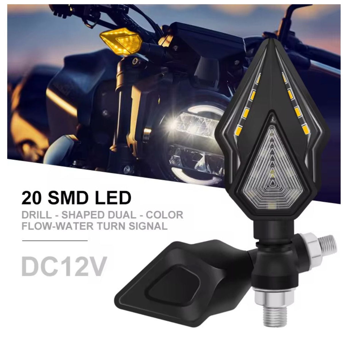 Par de direccionales LED tipo flecha para moto naked y deportiva, 12 V - foto 4