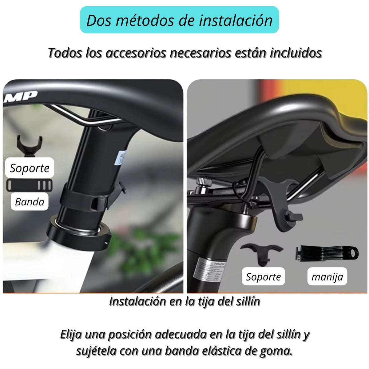 Luz LED verde recargable USB para bici y moto, montaje doble - foto 2