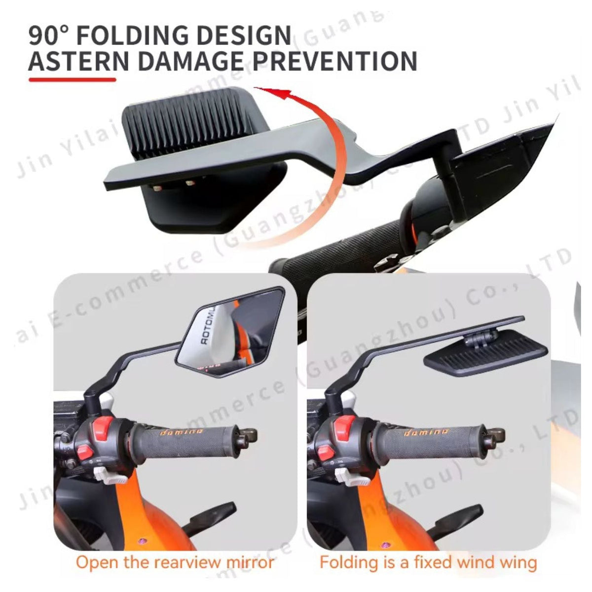 Espejos retrovisores plegables 2 en 1 estilo ala de viento para moto - foto 4