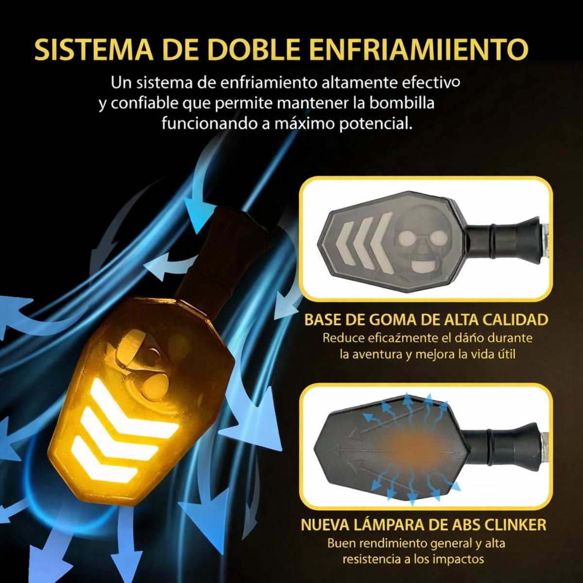 Direccionales LED tipo flecha para moto, luz azul y ámbar, par universal - foto 3