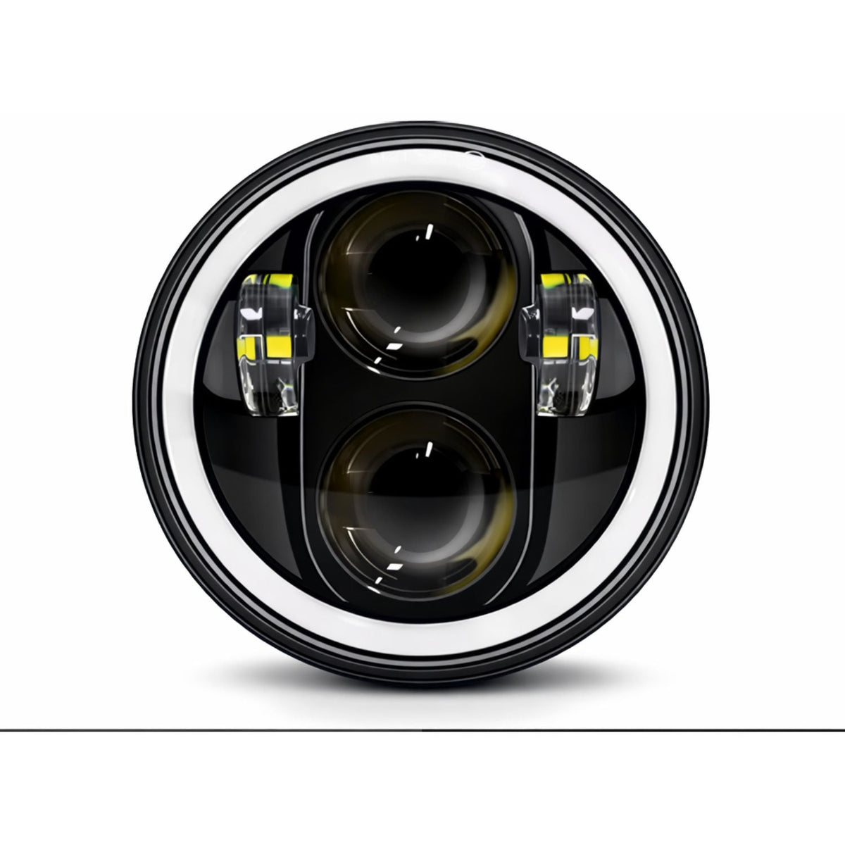 Faro LED redondo para moto con aro halo DRL y direccional ámbar, IP67