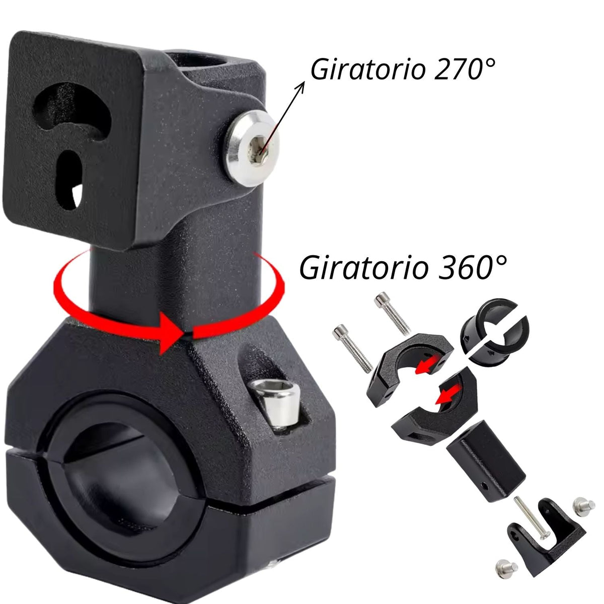 Soporte de manillar 360° para faro LED o cámara en moto, ATV y bici - foto 3