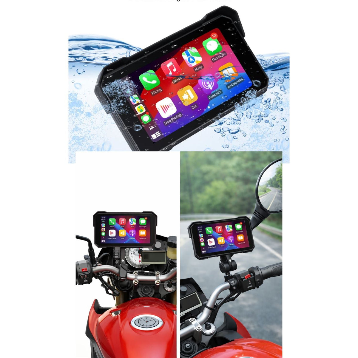 Pantalla de 5 pulgadas para moto con CarPlay, Android Auto y GPS, IPX7 - foto 3