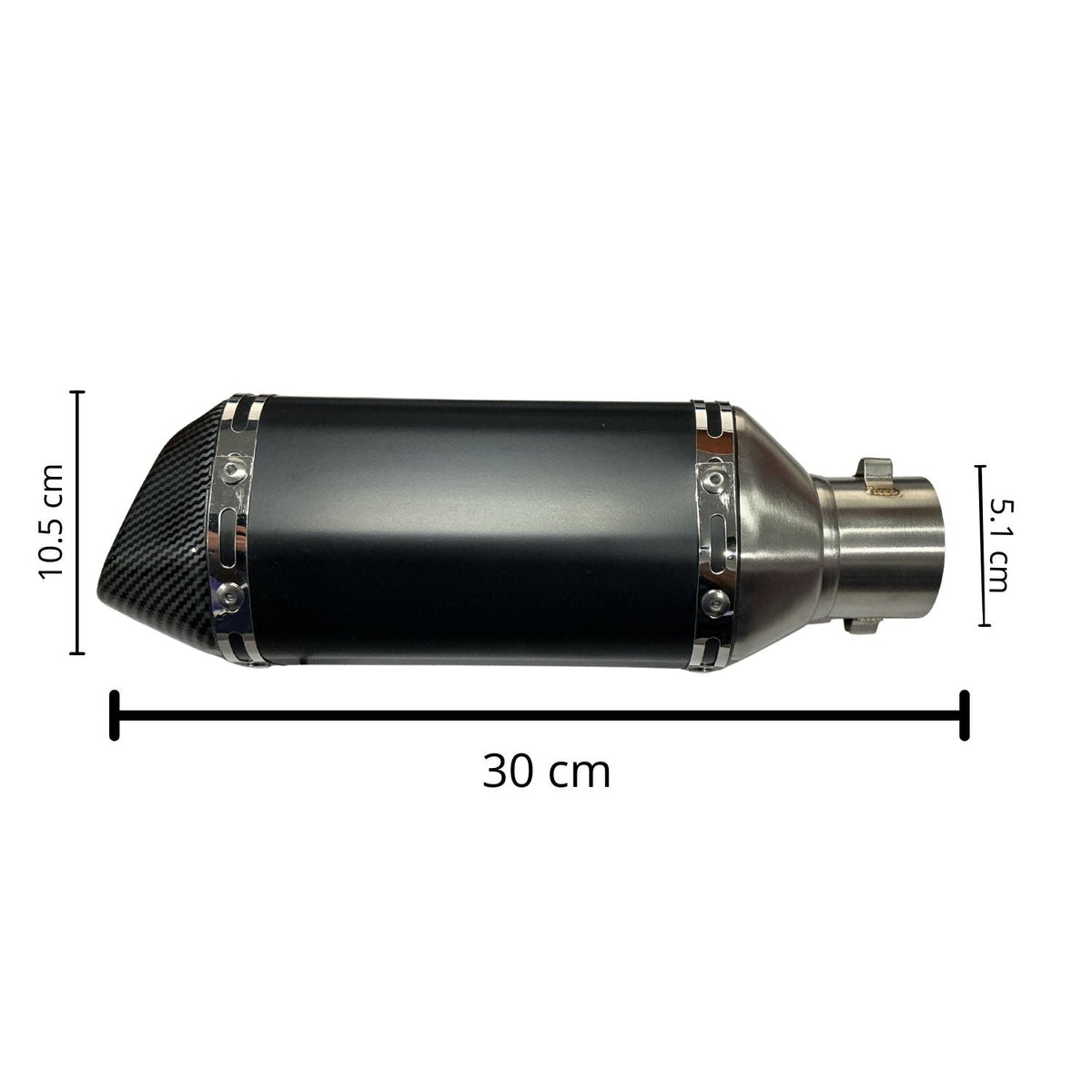 Silenciador deportivo para moto negro mate con punta tipo fibra de carbono - foto 2
