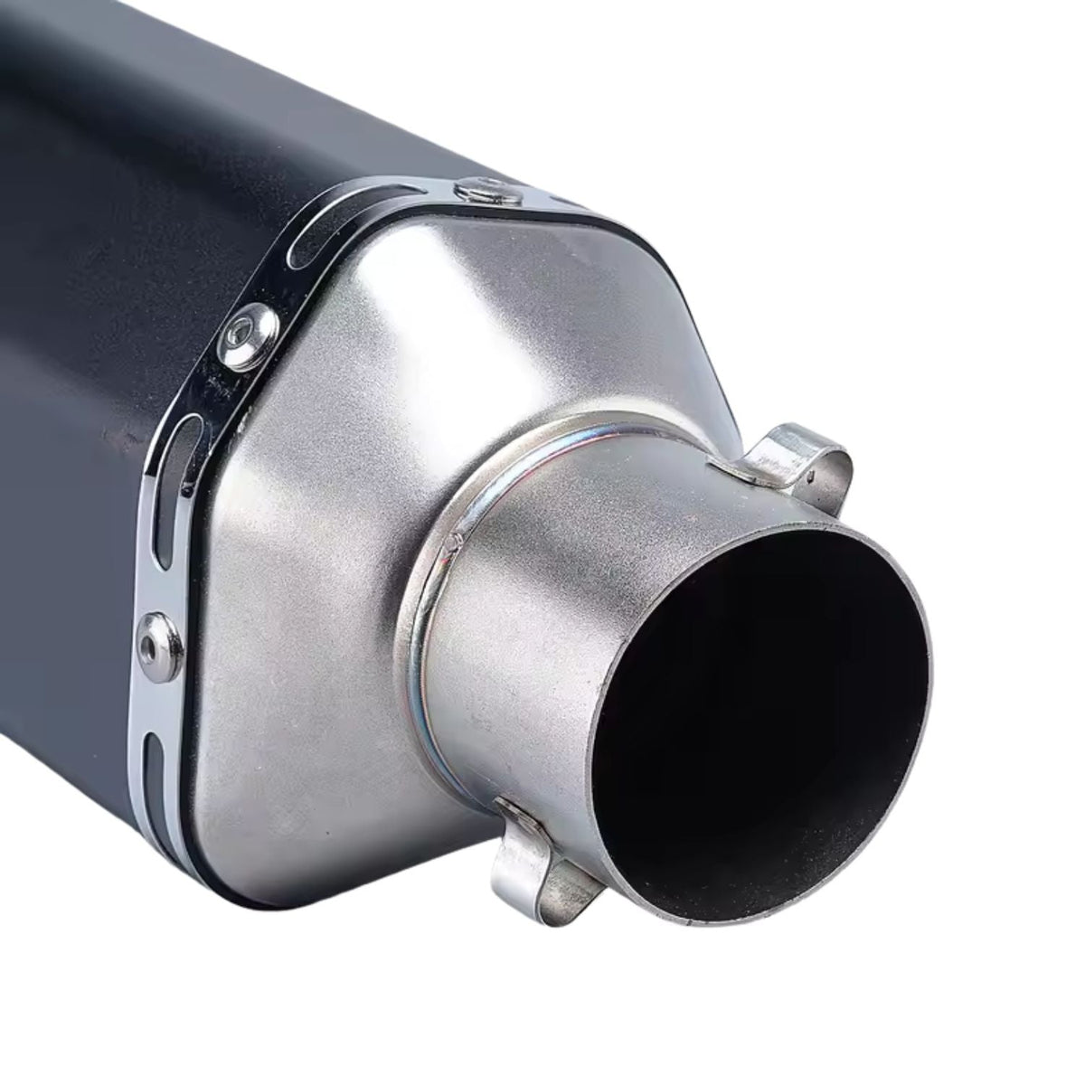 Silenciador deportivo para moto negro mate con punta tipo fibra de carbono - foto 4