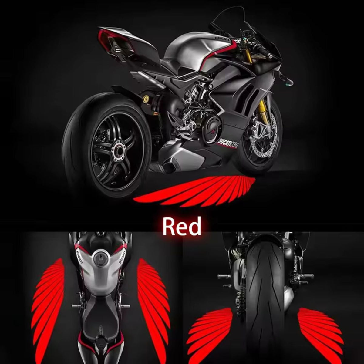 Luces LED de proyección tipo alas para moto, 12 V - foto 3
