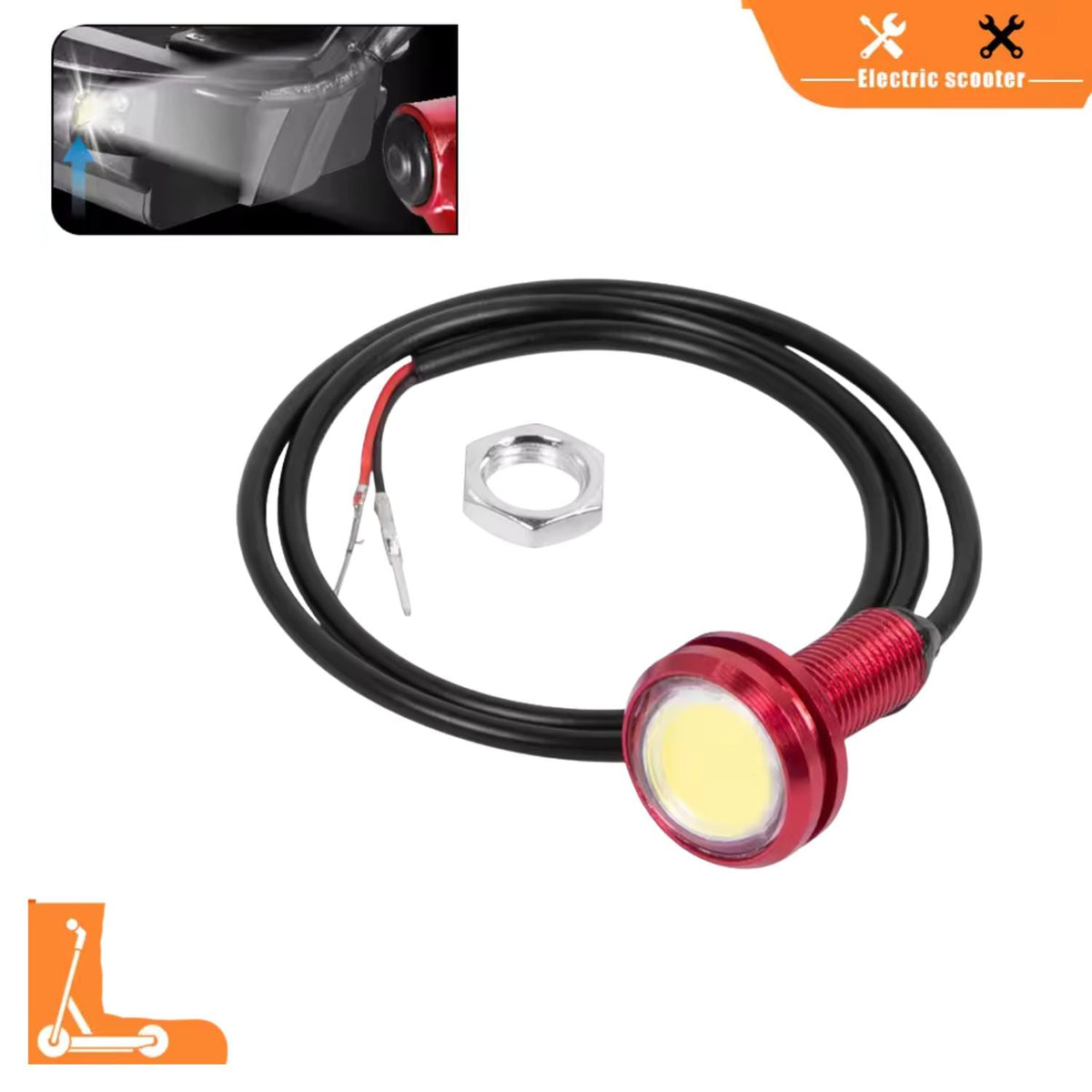 Luz LED roja ojo de águila de 12 V para scooter eléctrico, bici y moto - foto 4