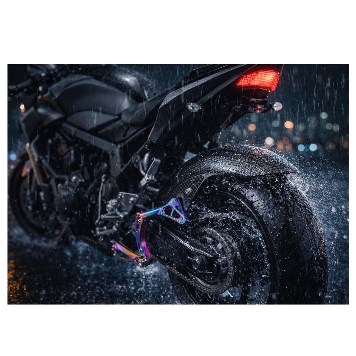 Salpicadera trasera estilo carbono para moto con soportes multicolor - foto 5