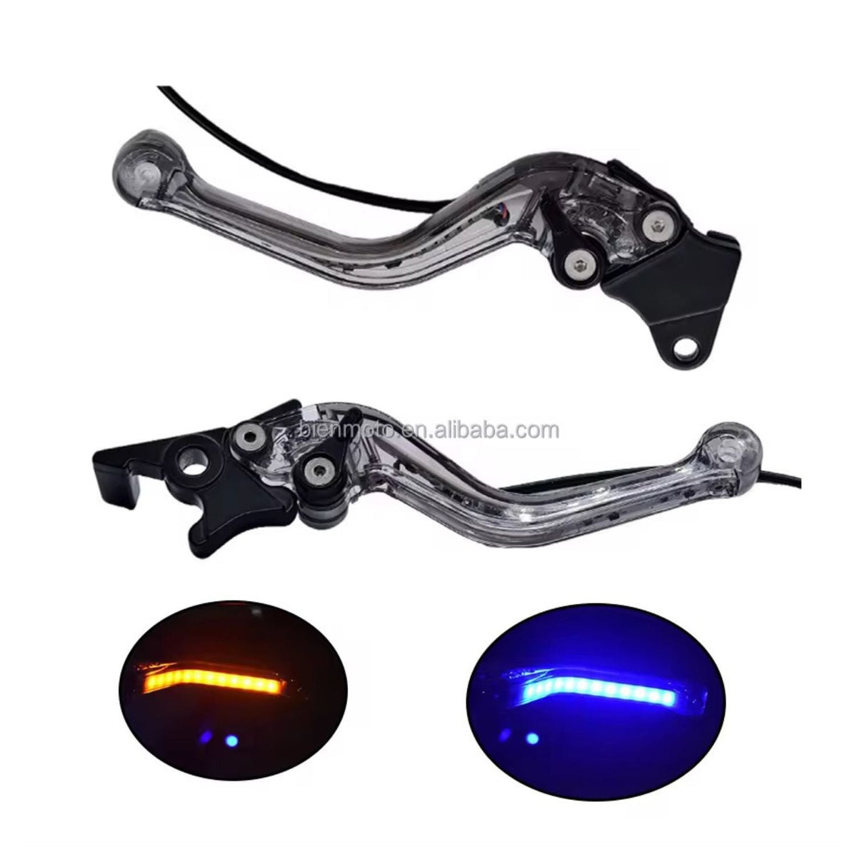 Manijas de freno y clutch con luz LED direccional para moto, transparentes - foto 3