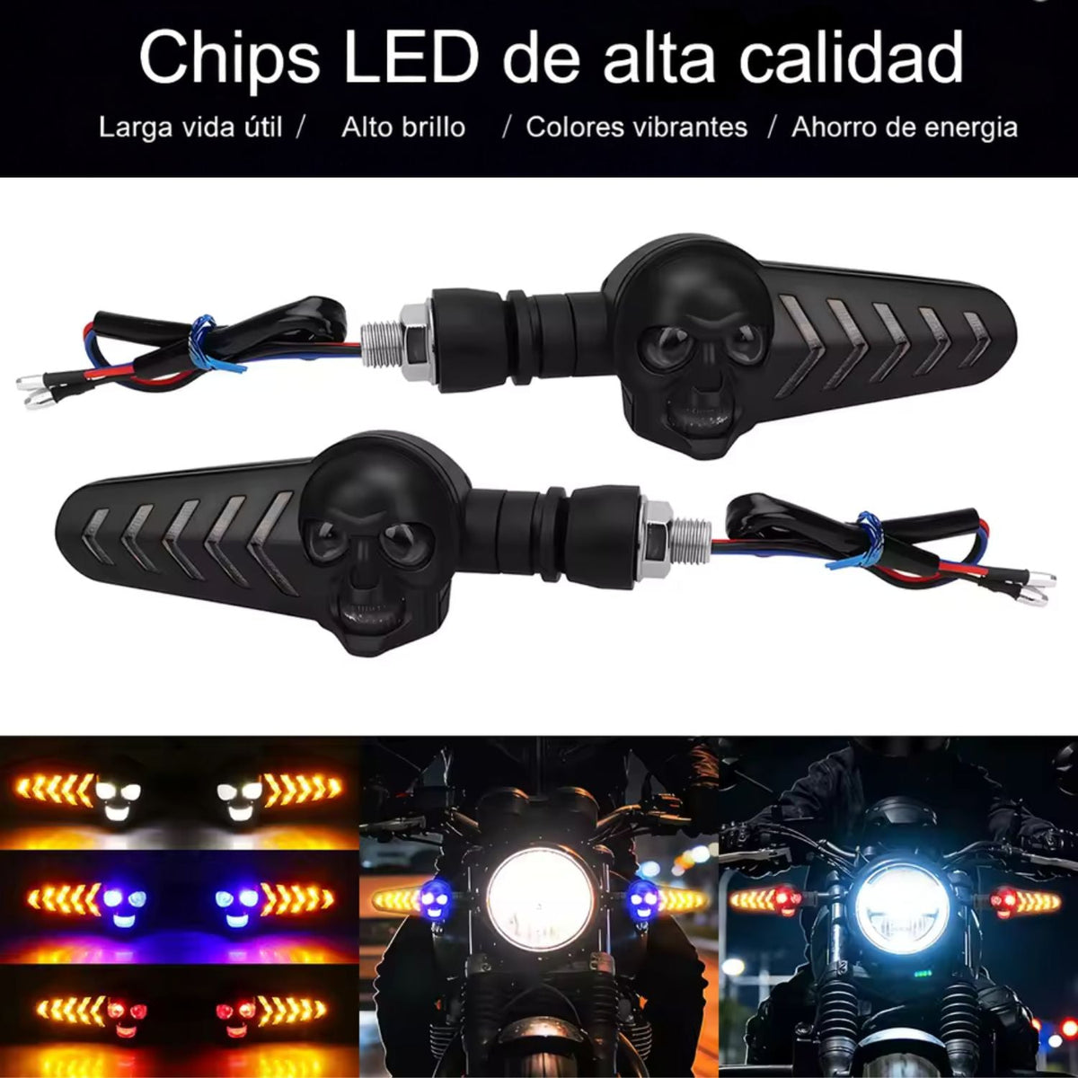 Intermitentes LED secuenciales para moto con luz DRL azul, IP67 - foto 3