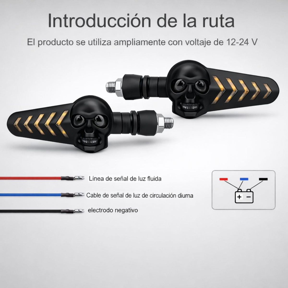 Intermitentes LED secuenciales para moto con luz DRL azul, IP67 - foto 2