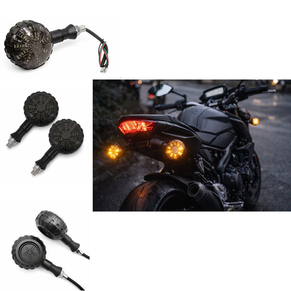 Direccionales LED universales para moto con lente ahumado, 12 V - foto 3