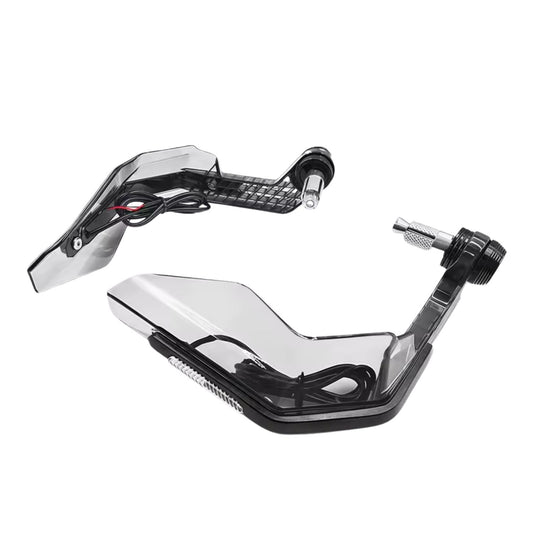 Cubremanos para moto con protector transparente ahumado y luz LED ámbar