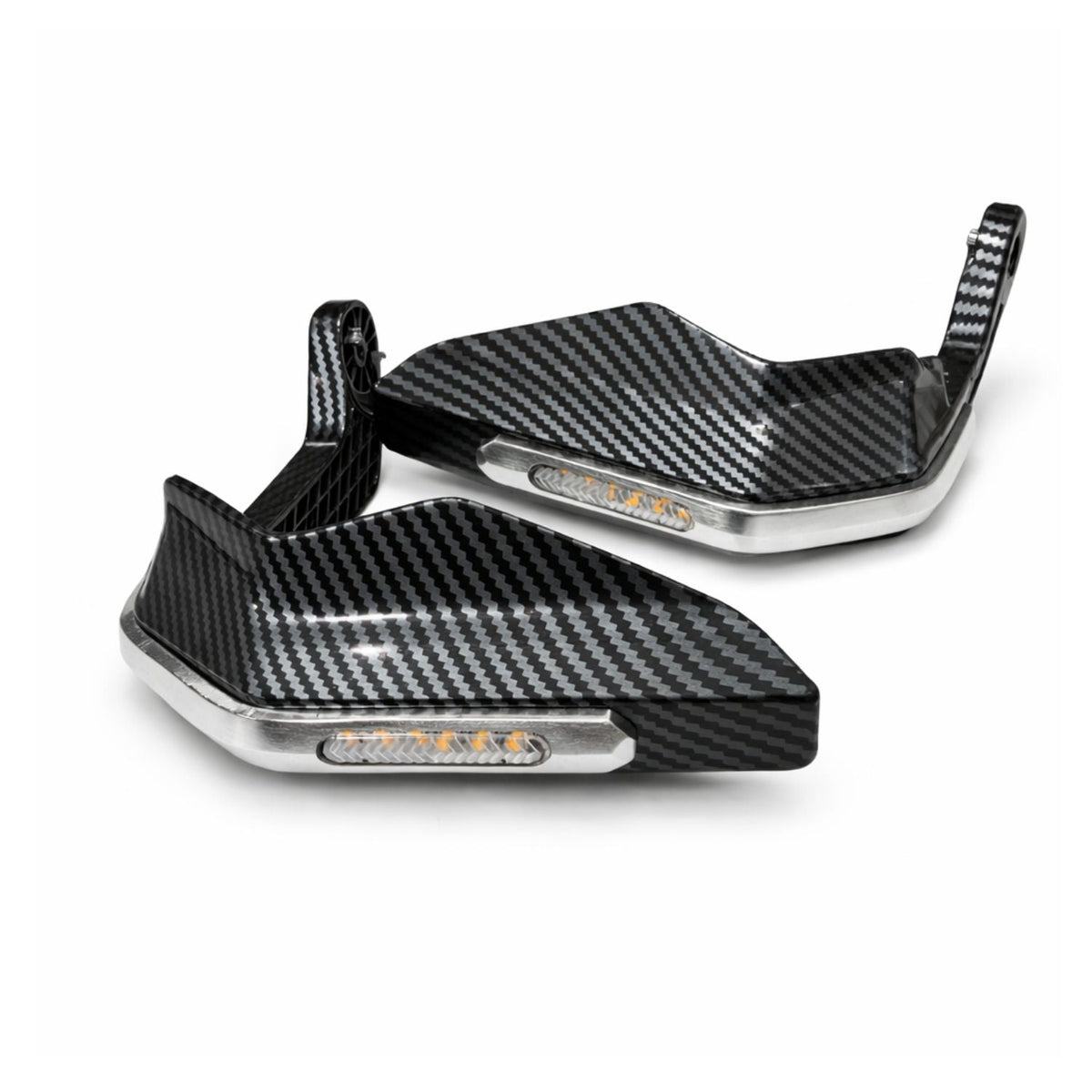 Cubremanos para moto con luz LED ámbar y acabado tipo carbono, en 3 colores