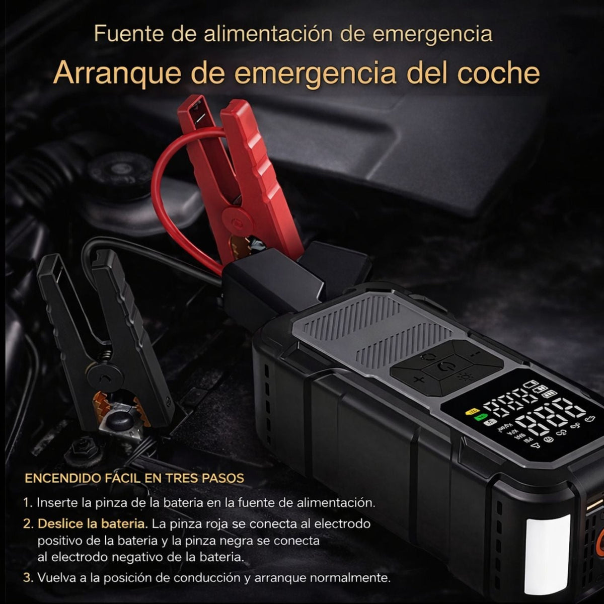Arrancador de emergencia 3 en 1 con compresor de aire y power bank - foto 3