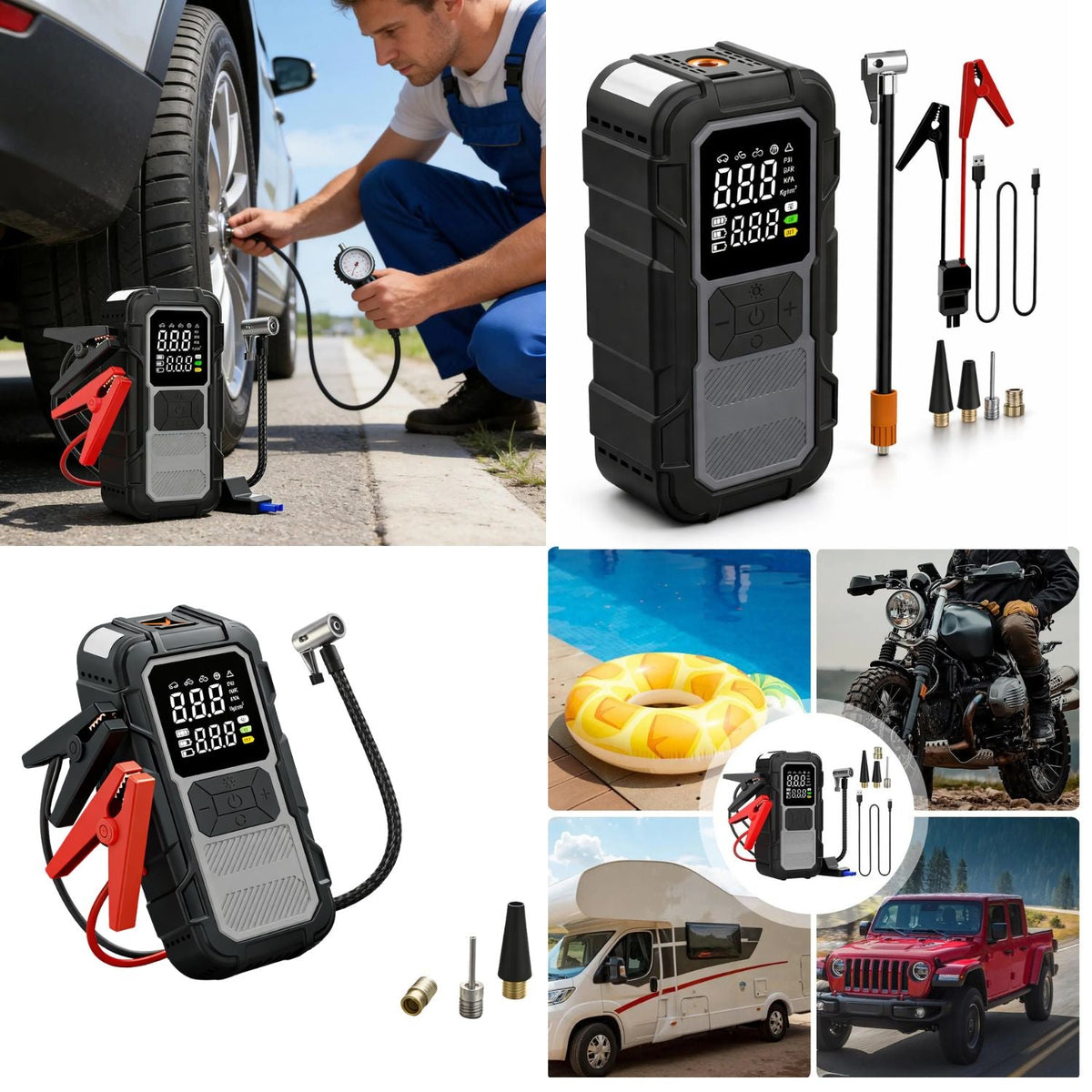 Arrancador de emergencia 3 en 1 con compresor de aire y power bank - foto 4