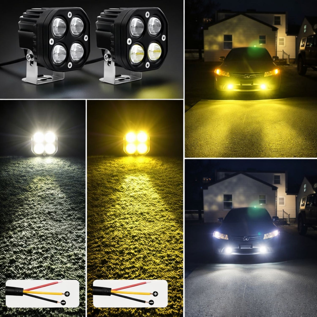Faro LED auxiliar de 4 lentes blanco y ámbar con soporte ajustable, IP67 - foto 2