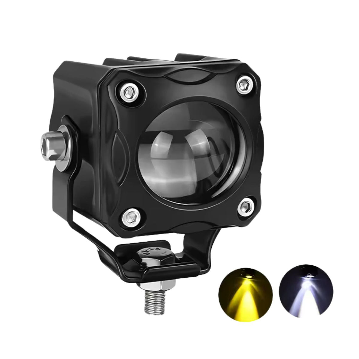 Faro LED proyector universal para moto, luz amarilla y blanca, 12 V