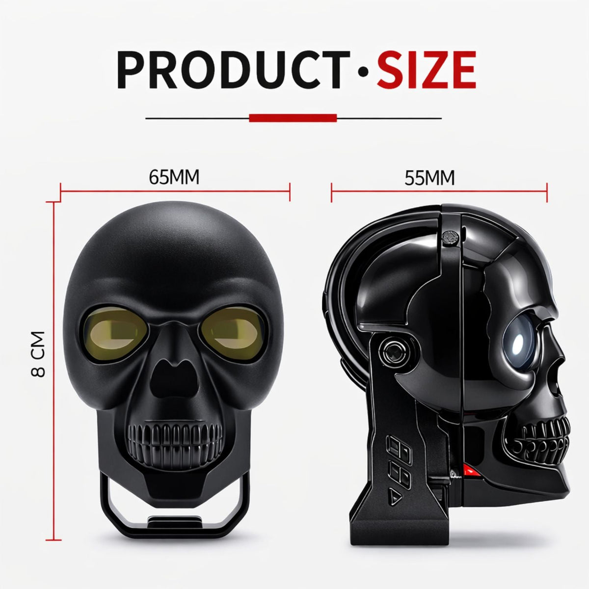 Faro delantero LED con diseño de calavera para moto, blanco y ámbar - foto 3