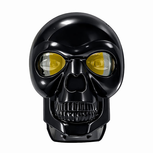 Faro delantero LED con diseño de calavera para moto, blanco y ámbar