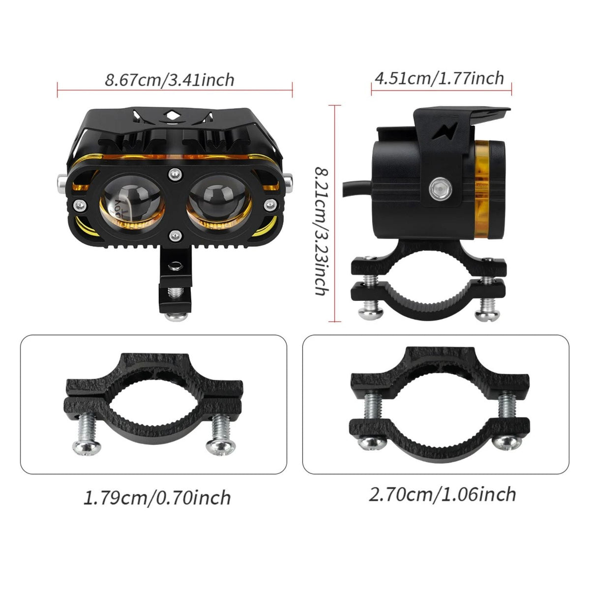 Faro LED auxiliar de 4 lentes bicolor para moto y off road, IP67, 12 V - foto 4