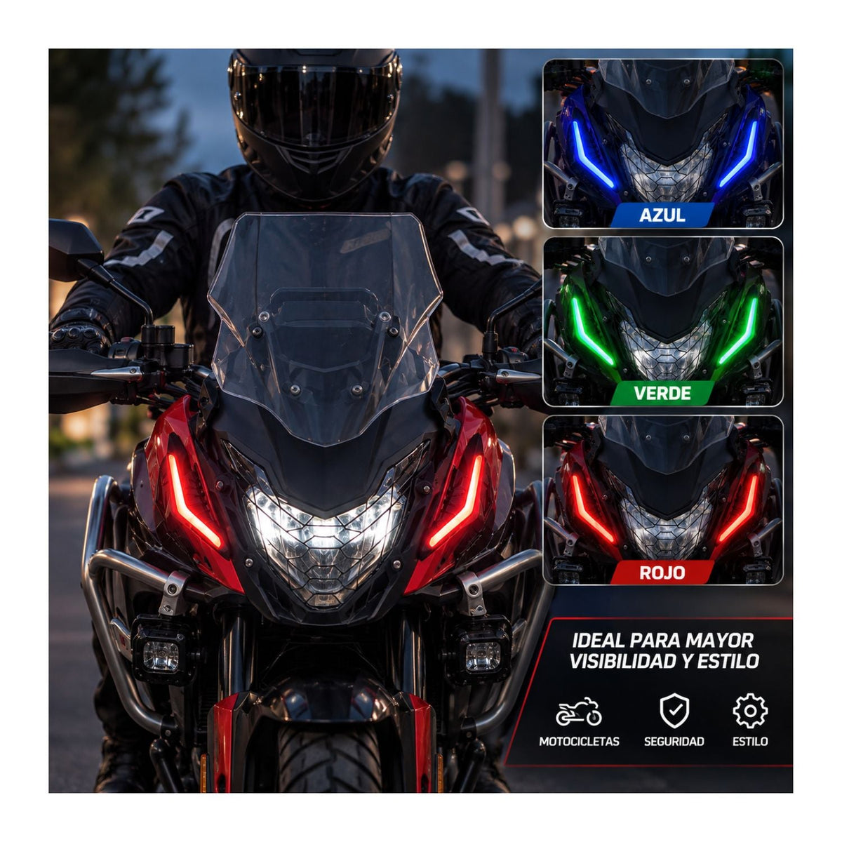 Luces LED laterales decorativas para moto, color azul, de ABS - foto 7