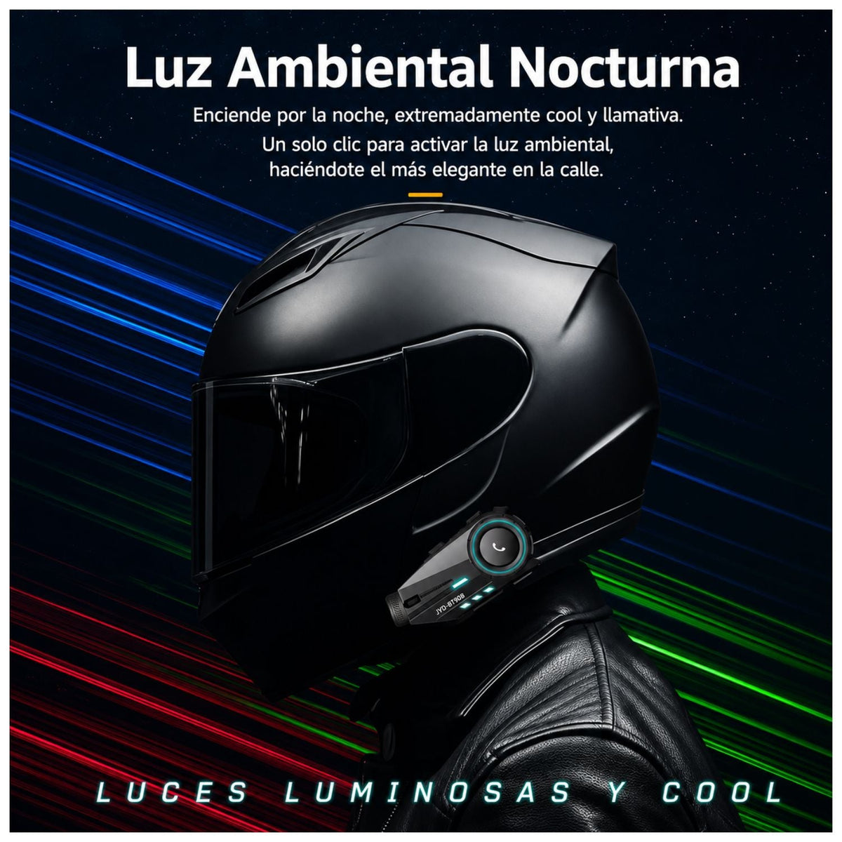 Intercom Bluetooth 5.4 para casco con cámara frontal y luz RGB - foto 6