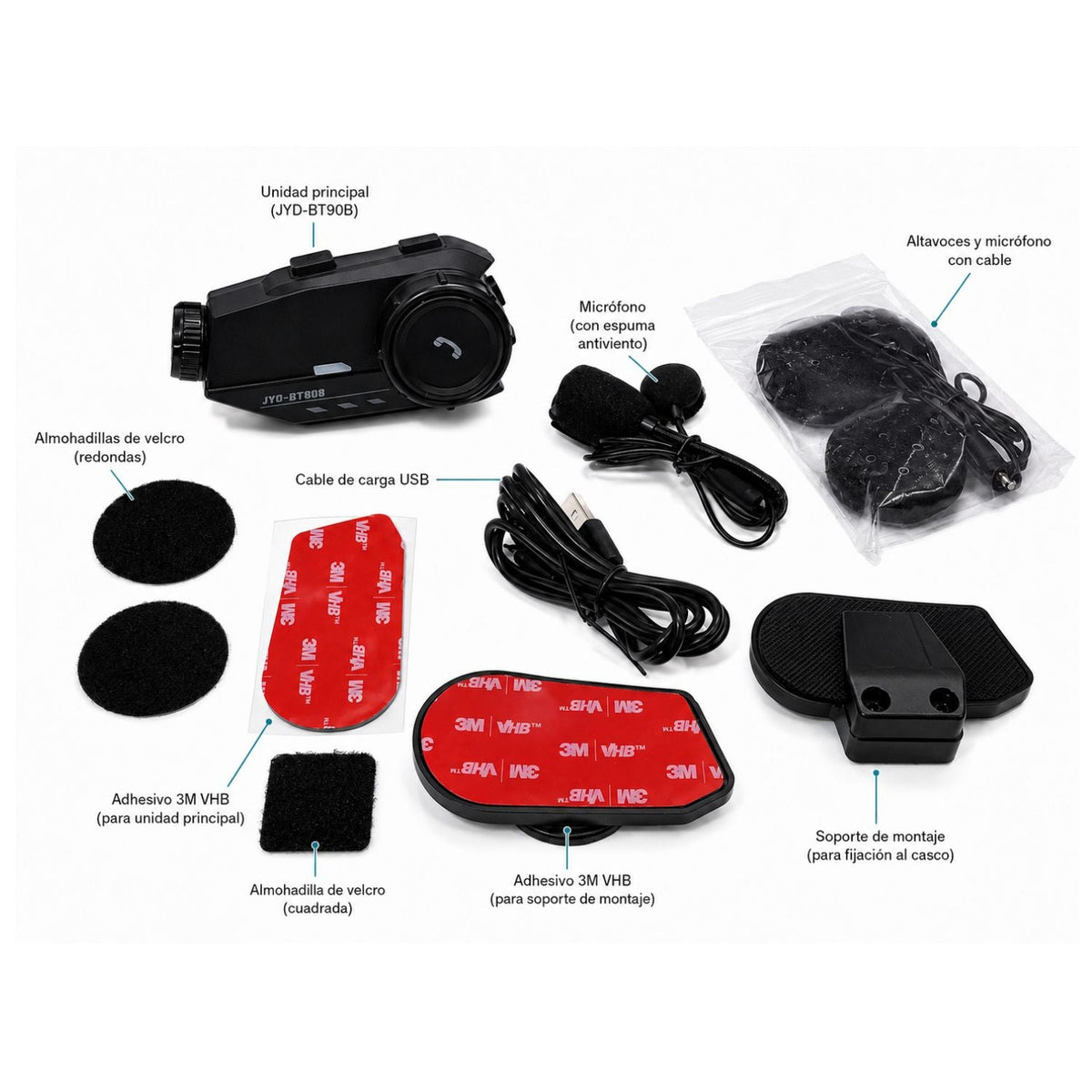 Intercom Bluetooth 5.4 para casco con cámara frontal y luz RGB - foto 2