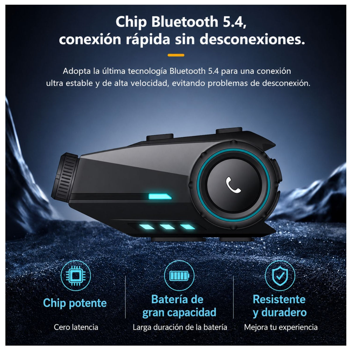 Intercom Bluetooth 5.4 para casco con cámara frontal y luz RGB - foto 9