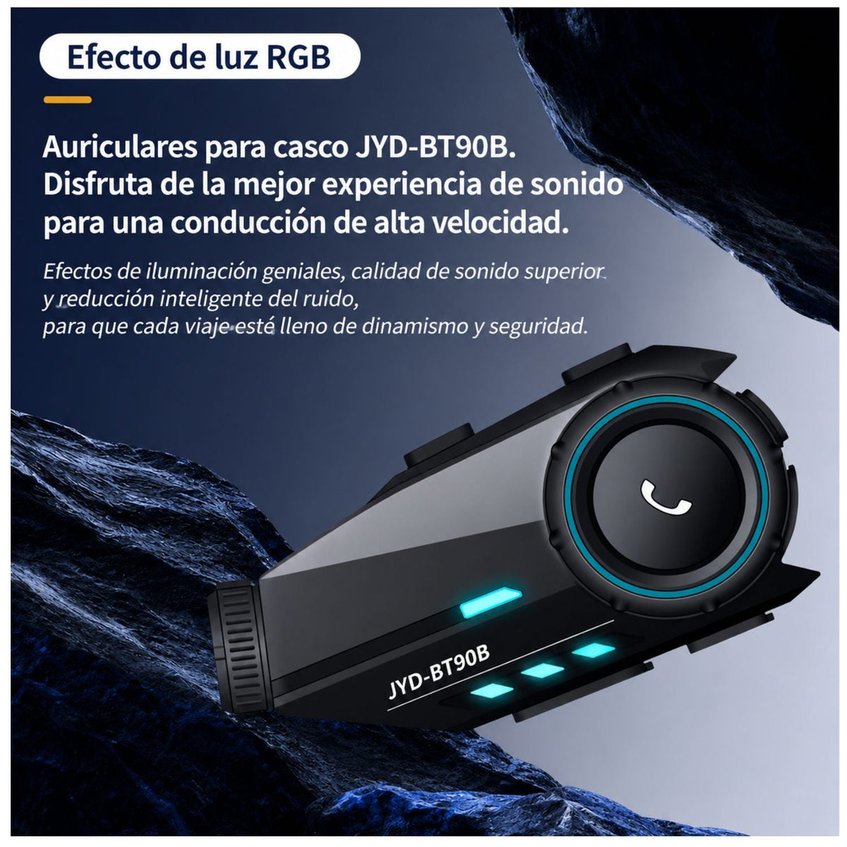 Intercom Bluetooth 5.4 para casco con cámara frontal y luz RGB - foto 3