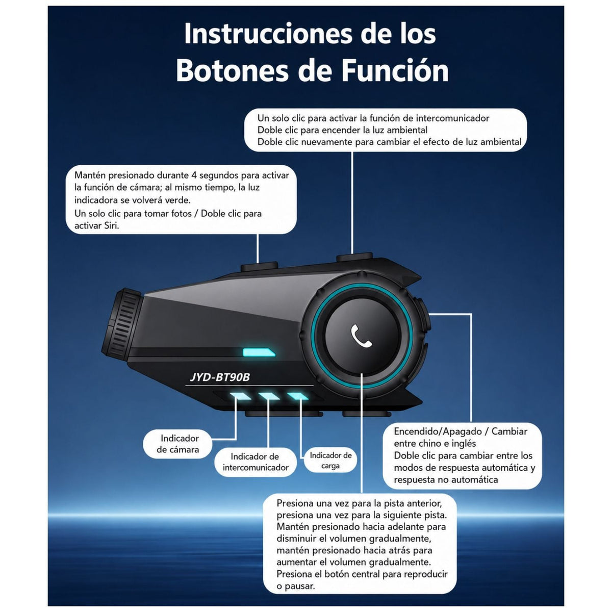 Intercom Bluetooth 5.4 para casco con cámara frontal y luz RGB - foto 4