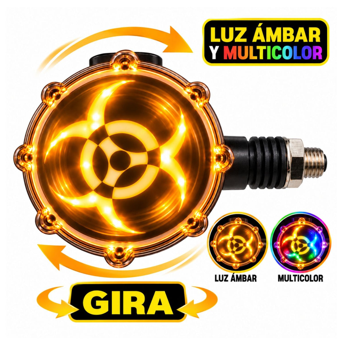 Luces intermitentes LED para moto, ámbar y multicolor con efecto giratorio - foto 3