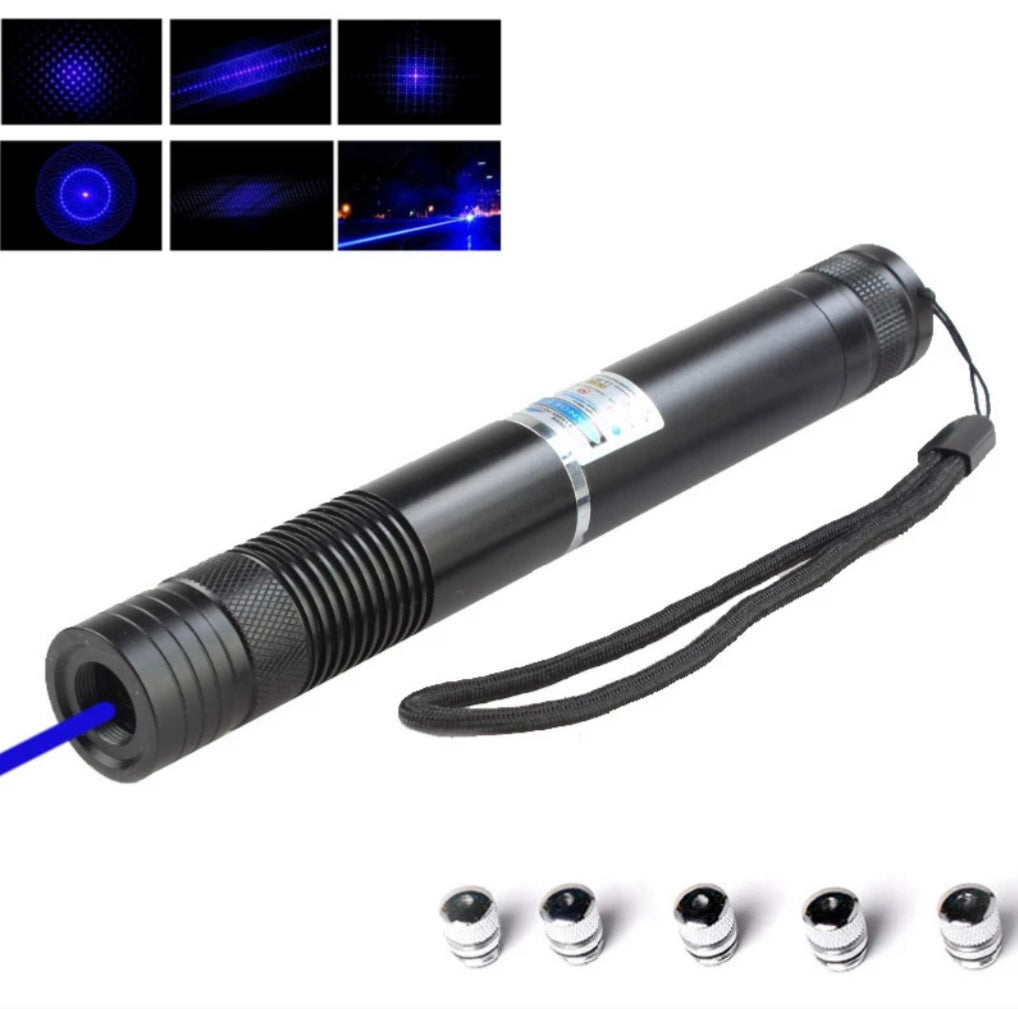 Puntero láser azul en forma de encendedor con 5 tapas MTX-5