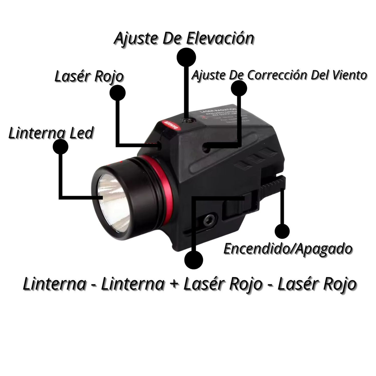 Linterna LED táctica con mira láser para arma MTX12 - foto 2