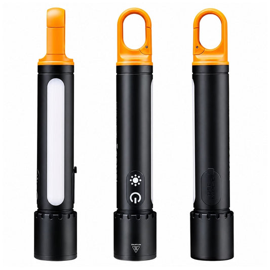 Lámpara de mano recargable de 750 lúmenes con zoom, gancho y 9 modos