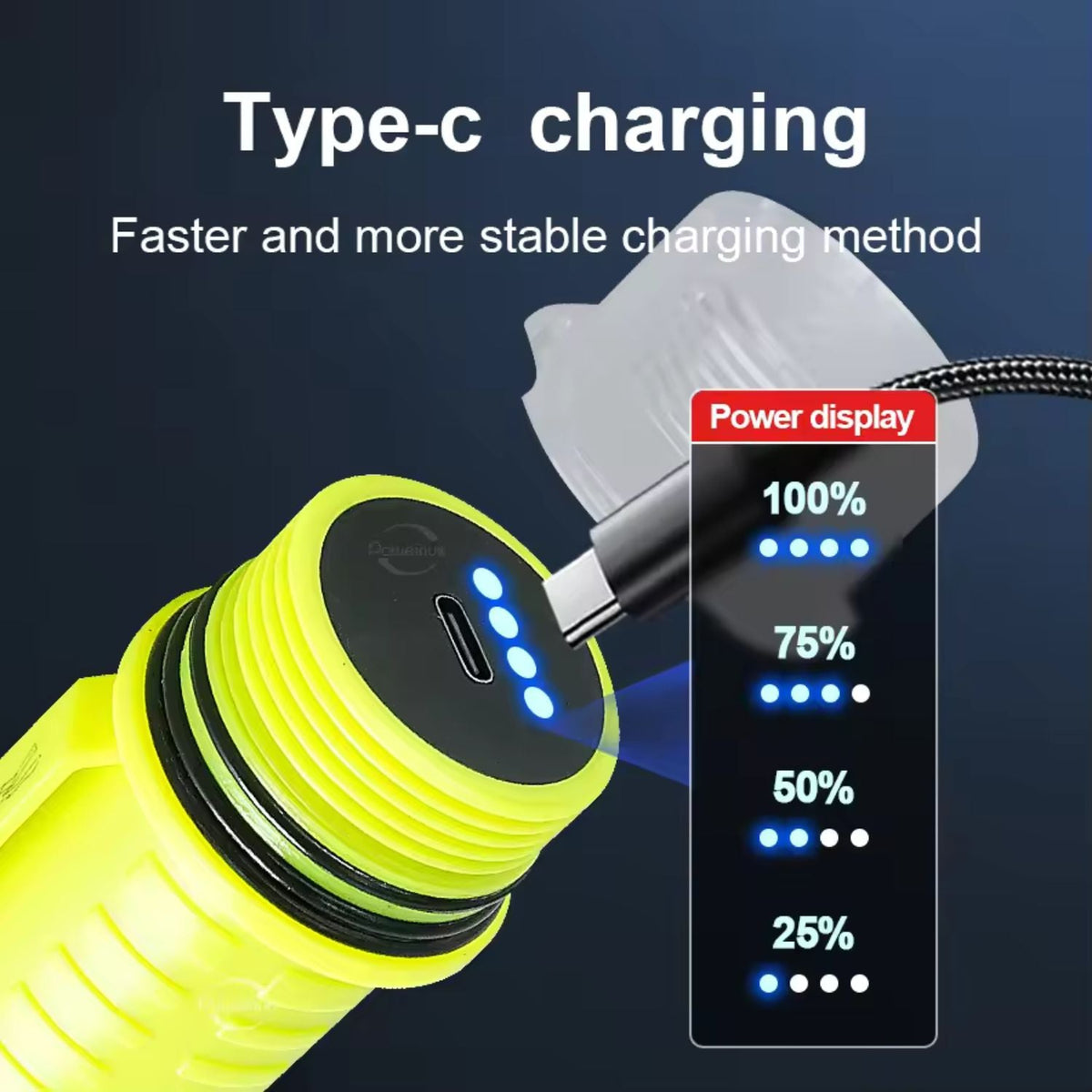 Lámpara sumergible de doble luz blanca y amarilla, recargable USB-C - foto 5