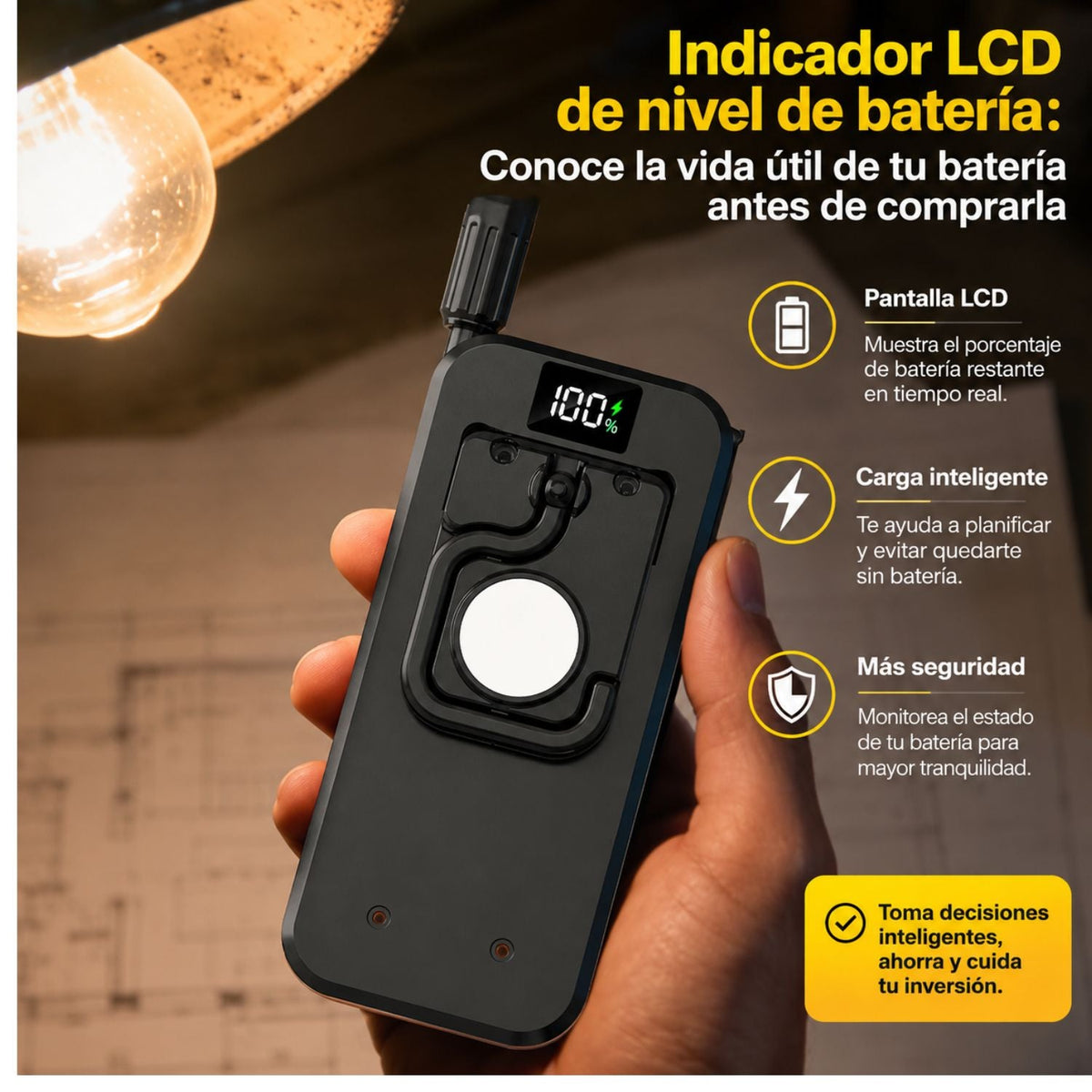 Lámpara de trabajo LED con cuello flexible, imán, gancho y power bank (MTYX125) - foto 6