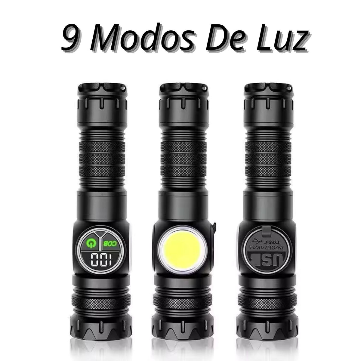 Linterna de 9 modos con COB lateral y luz blanca, roja y amarilla USB-C MTYX22 - foto 2