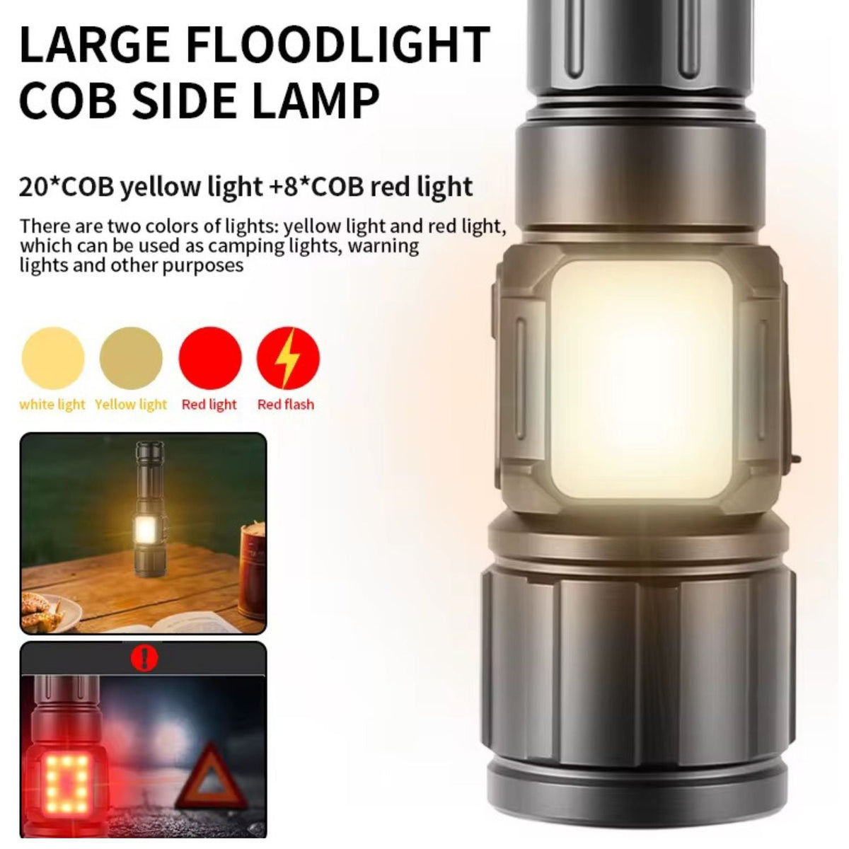 Linterna LED 30 W con zoom, luz lateral COB, imán y estuche - foto 8