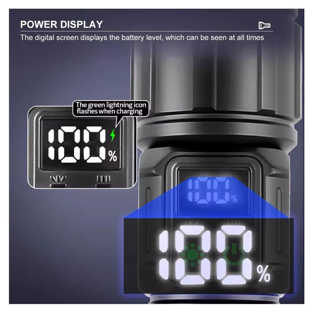 Linterna LED 30 W con zoom, luz lateral COB, imán y estuche - foto 3