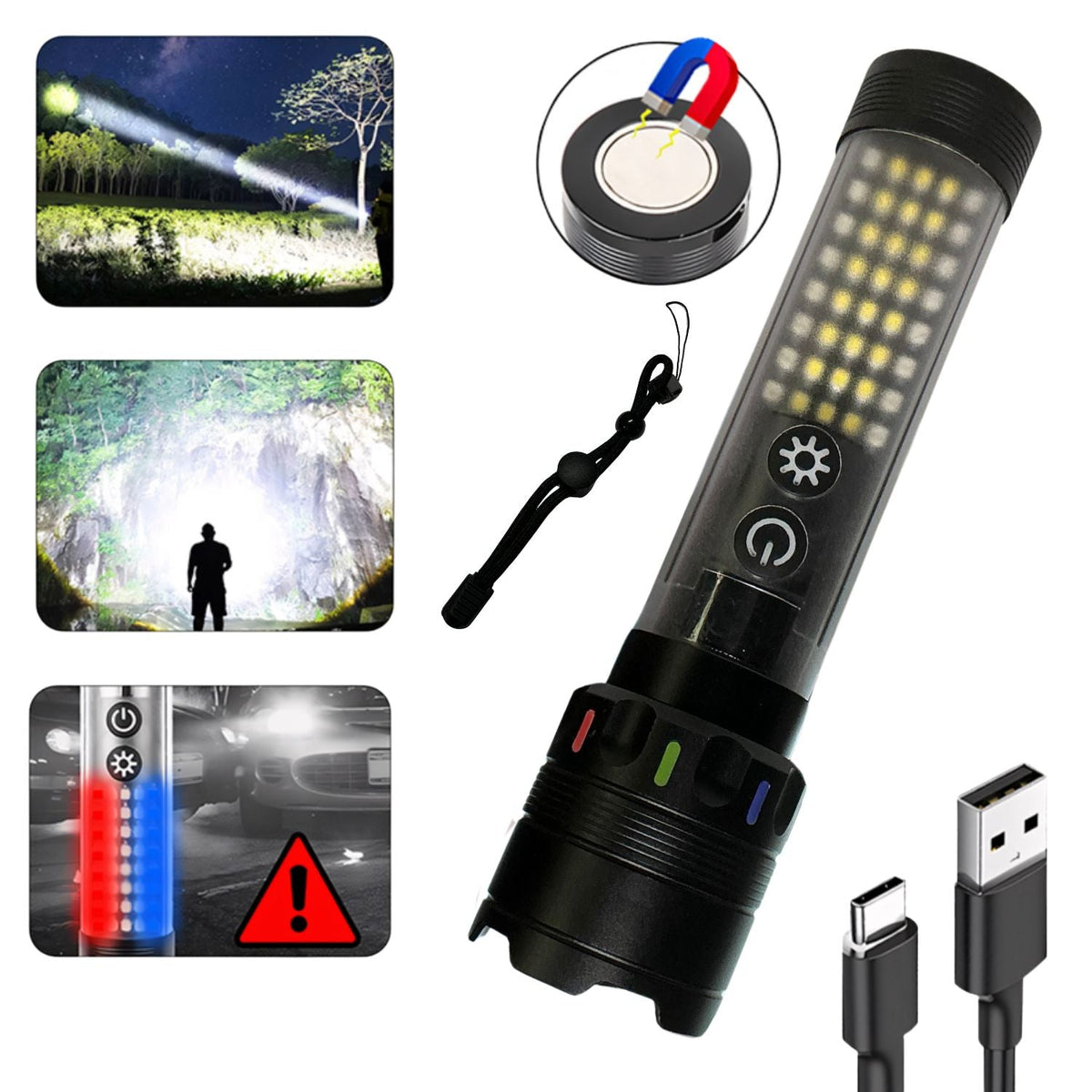 Lámpara LED con luz COB, efecto patrulla y correa para la muñeca - foto 2