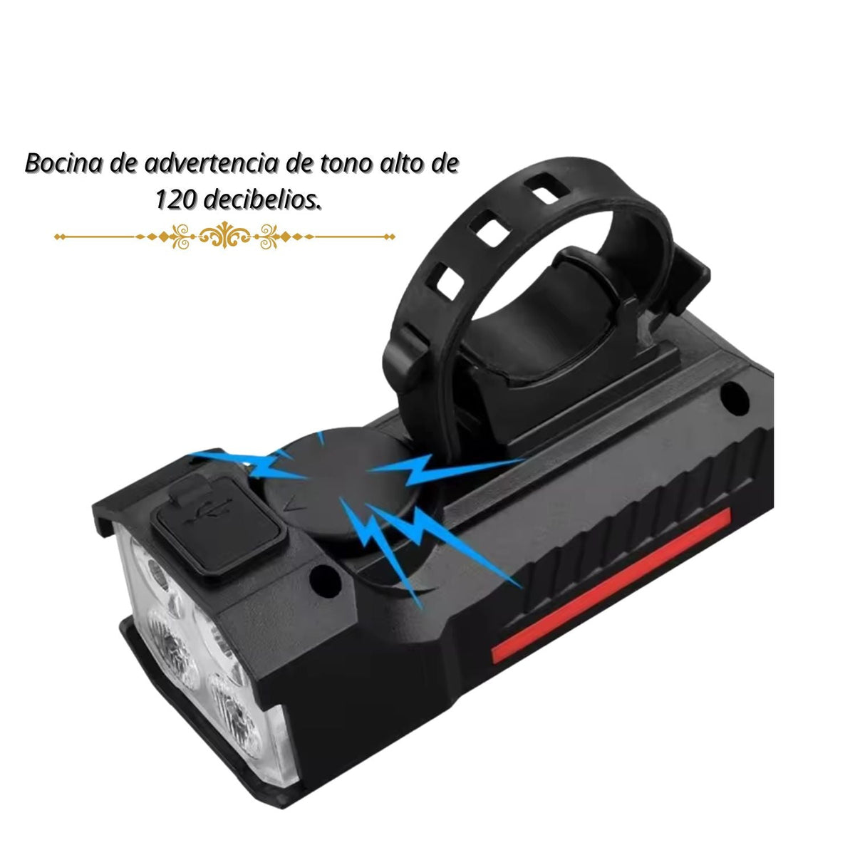 Luz delantera solar para bicicleta con bocina de 120 dB y sensor automático - foto 4