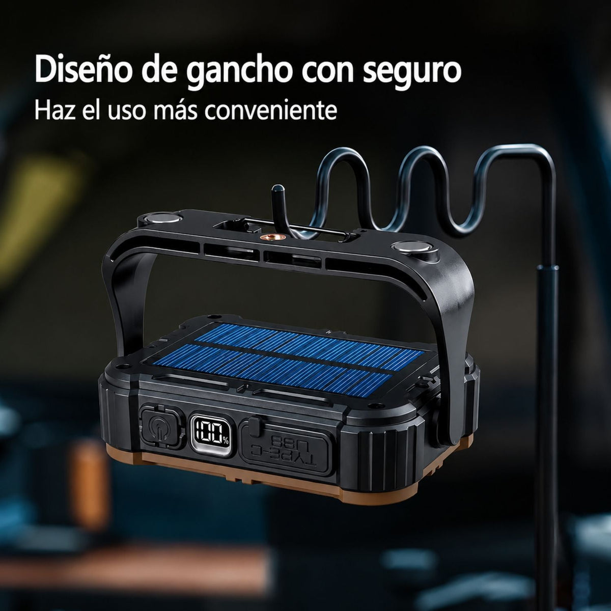Reflector LED solar portátil recargable con imán, gancho y 4 modos (MTYX87) - foto 3
